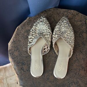 42 GOLD Metallic Woven Mules